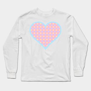 Pink, Yellow and Blue Polka Dot Heart Long Sleeve T-Shirt